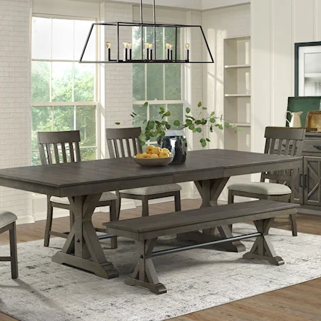 Farmhouse Table and Chair Set with Bench